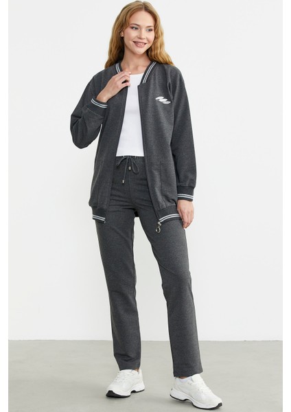 Fermuarlı Örme Kombinli Eşofman Takım - Antrasit fiyatları