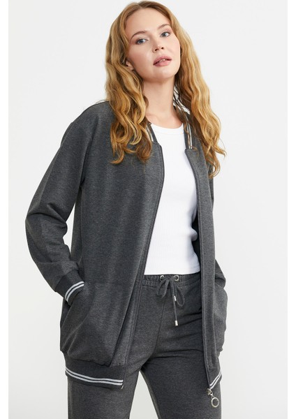 Fermuarlı Örme Kombinli Eşofman Takım - Antrasit fırsatları