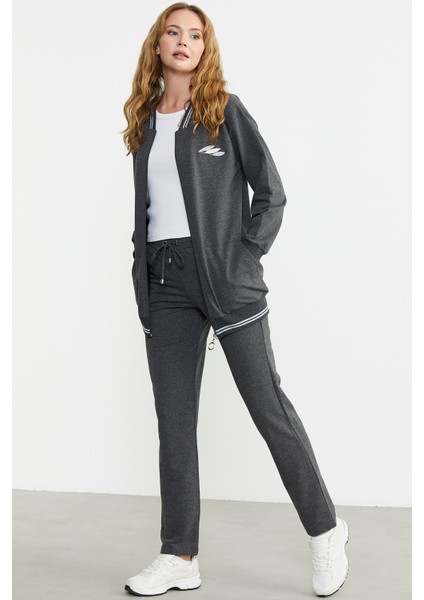 Fermuarlı Örme Kombinli Eşofman Takım - Antrasit indirimleri