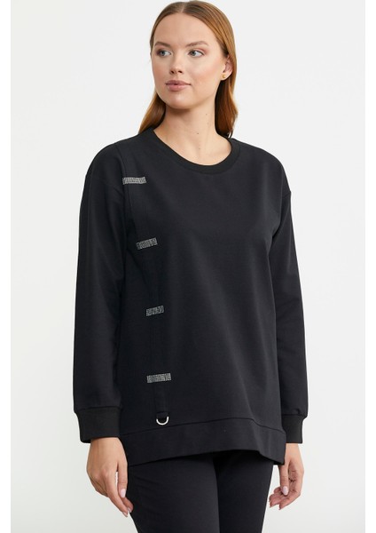 Taş Detaylı Sıfır Yaka Eşofman Takım - Siyah modelleri