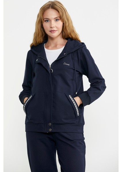 Fermuar Kapamalı Kapüşonlu Eşofman Takım - Lacivert fırsatları