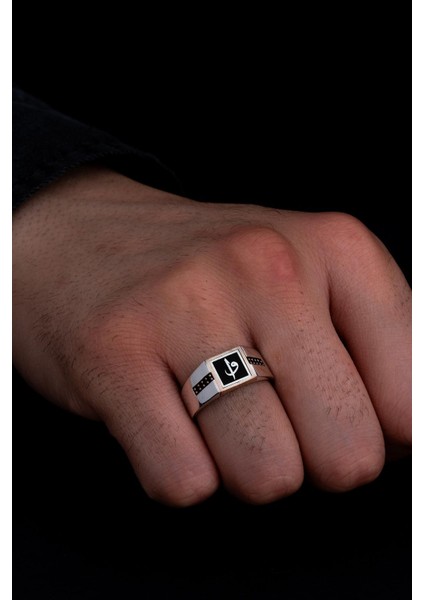 Erkek Gümüş Yüzük - Vav Elif Yazılı Taşlı Ince Kibar Erkek Yüzüğü fiyatları