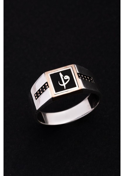 Erkek Gümüş Yüzük - Vav Elif Yazılı Taşlı Ince Kibar Erkek Yüzüğü modelleri