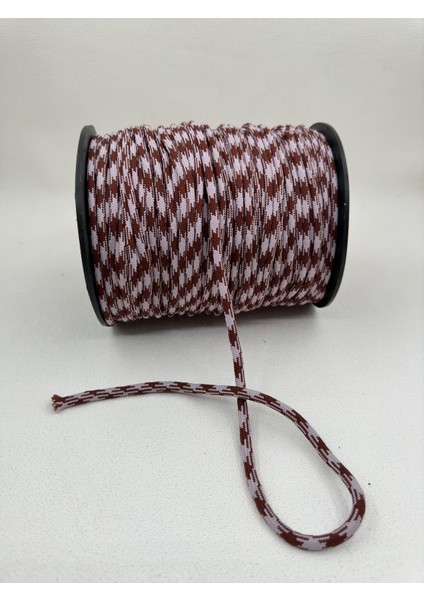 7 mm Polyester Kordon-5 Metre-(Kahve/lila)