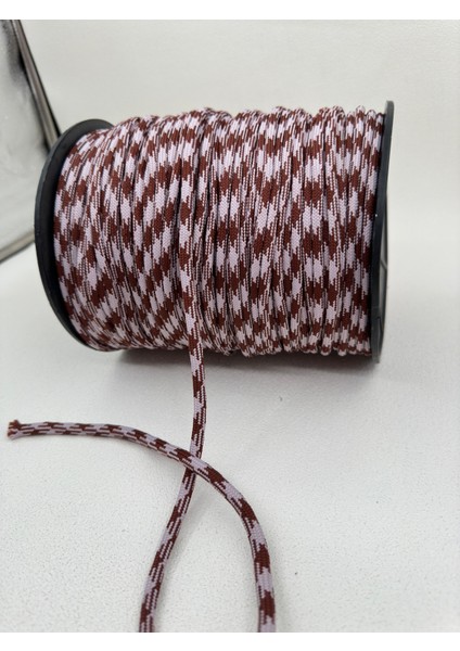 7 mm Polyester Kordon-5 Metre-(Kahve/lila)