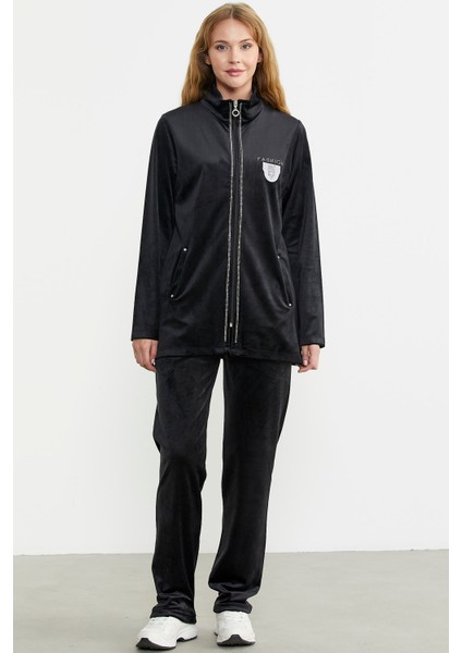 Kadife Dik Yaka Tunik Eşofman Takım - Siyah fiyatları