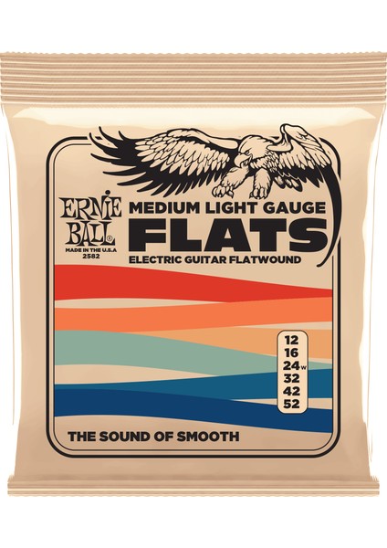 Ernie Ball Ernie Ball Medium-Light Flatwound Elektro Gitar Teli 12 – 52