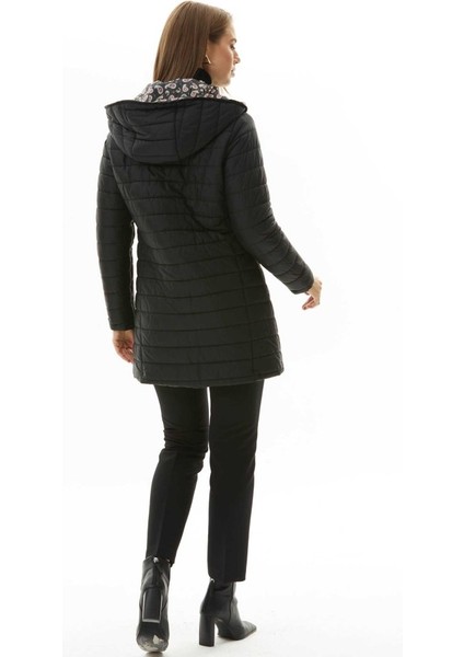 Kapüşonlu Şal Desen Astarlı Kapitone Mont indirimleri