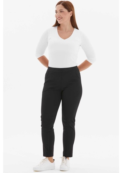 Büyük Beden Yan Cep Dar Paça Örme Pantolon modelleri