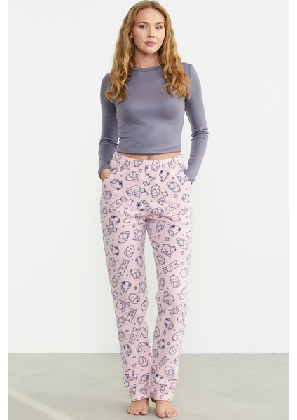 Polar Desenli Kışlık Tek Alt - Pembe