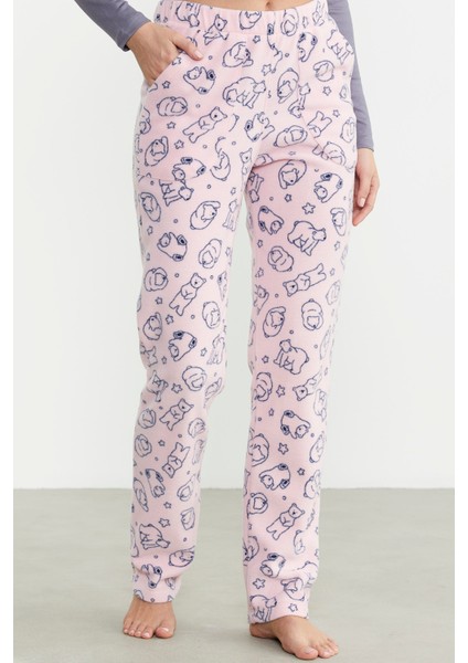 Polar Desenli Kışlık Tek Alt - Pembe modelleri