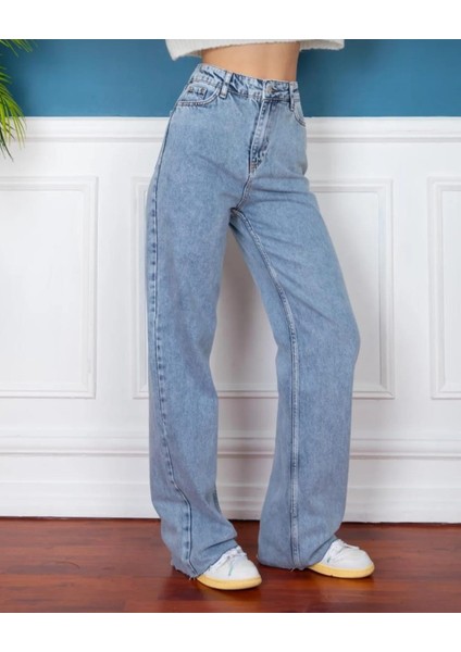 2021 Kadın Likralı Palazzo Jeans Kot Denim Pantolon - Kar fiyatları