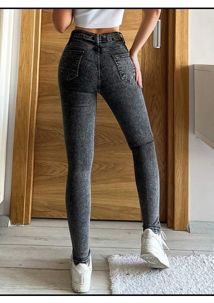 2003 Kadın Likralı Skinny Slim Fit Jeans Kot Denim Pantolon - Gri fırsatları