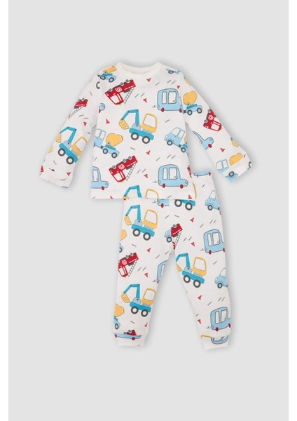 Erkek Bebek Pijama Takımı Araç Baskılı Uzun Kollu Üst Alt D8655A524AU