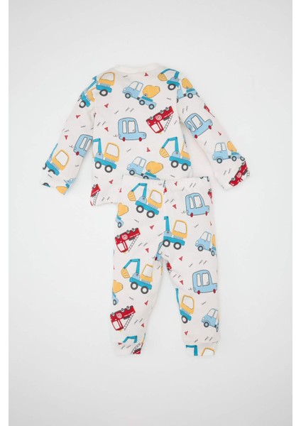 Erkek Bebek Pijama Takımı Araç Baskılı Uzun Kollu Üst Alt D8655A524AU