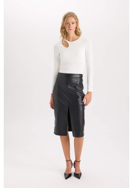 Slim Fit Dar Kesim Bisiklet Yaka Simli Kumaş Uzun Kollu Tişört D5114AX24AU fiyatları
