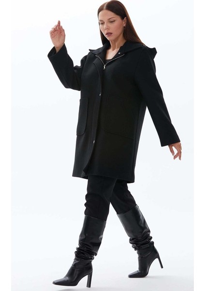 Büyük Beden Dıştan Cep Fermuarlı Kaban modelleri