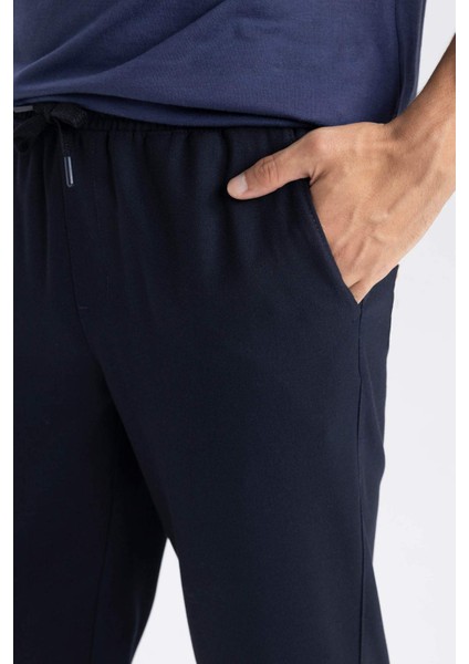 Jogger Lacivert Pantolon Basic Düz Beli Lastikli Bağcıklı Cepli Düz Paça D8640AX24AU