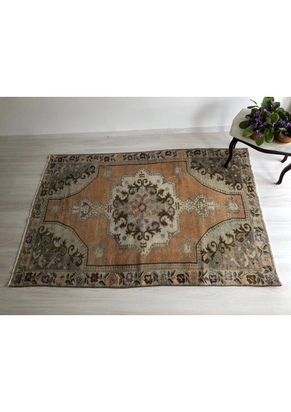 141X214 cm Ender Çiçek Desenli El Dokuma Nostaljik Bohem Stili Büyük Boy Türk Kilim