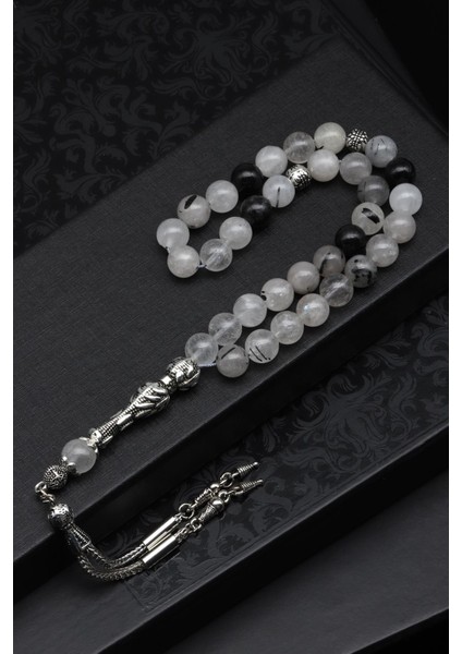 Rutilli Kuvars Doğal Taş Tesbih 8 mm Küre Kesim