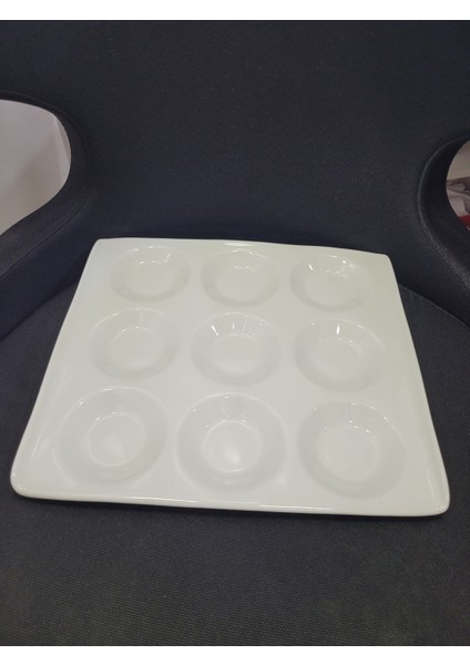 27X29CM Beyaz Porselen Kahvaltılık Sunumluk Iskele Meze Tabak 1 Adet