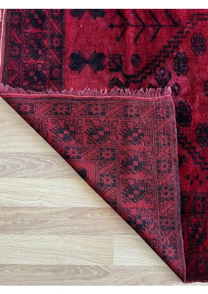 135X219 cm Harika Koyu Mavi ve Kırmızı Renkli El Dokuma Dekoratif Antik Türk Kilimi