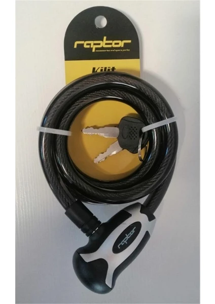 Kron Raptor - Anahtarlı Spiral Kilit 12*120 cm - Açık Gri