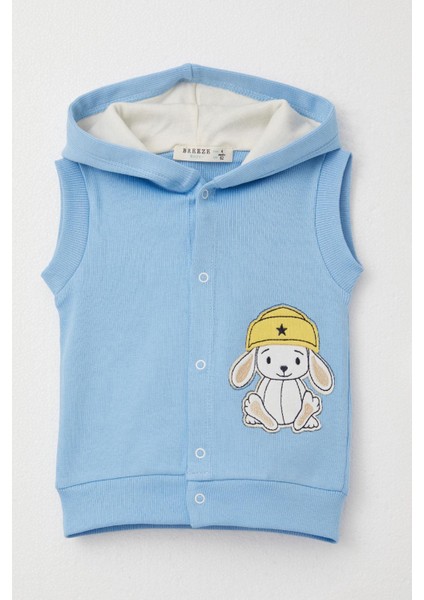 Erkek Bebek Zıbınlı 3 Lü Takım Sevimli Şapkalı Köpekçik Nakışlı 4 Ay-1 Yaş, Açık Mavi modelleri