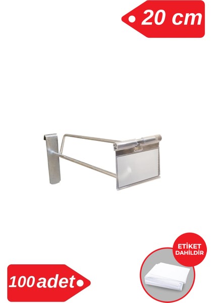 20 cm Galvaniz Etiketli Tel Pano Kancası Raf Askısı