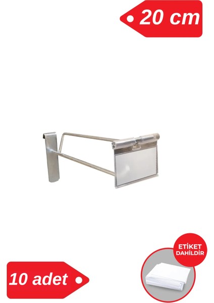 20 cm Galvaniz Etiketli Tel Pano Kancası Raf Askısı