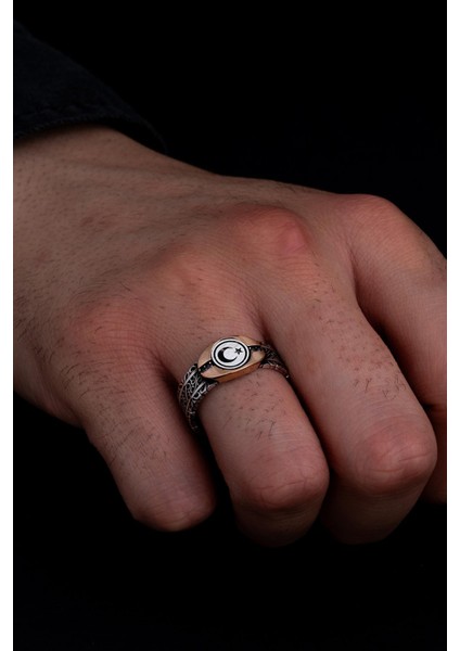 Erkek Gümüş Yüzük - Türk Bayrağı Ay Yıldız Sarmaşıklı Ince Kibar Erkek Yüzüğü fiyatları