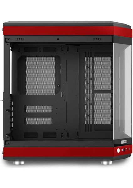 North 1x Fan USB 3.0 + Type C Atx Mid Tower Panoramik Temperli Cam Gaming Bilgisayar Kasası Kırmızı Siyah