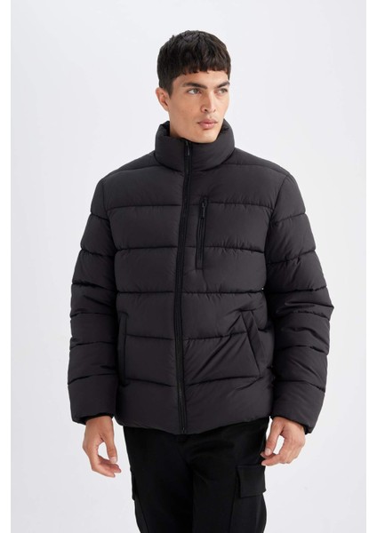 Su İtici Rüzgar Geçirmez Şişme Mont Slim Fit Dar Kesim Dik Yaka Fermuarlı Cepli D1415AX24WN fırsatları