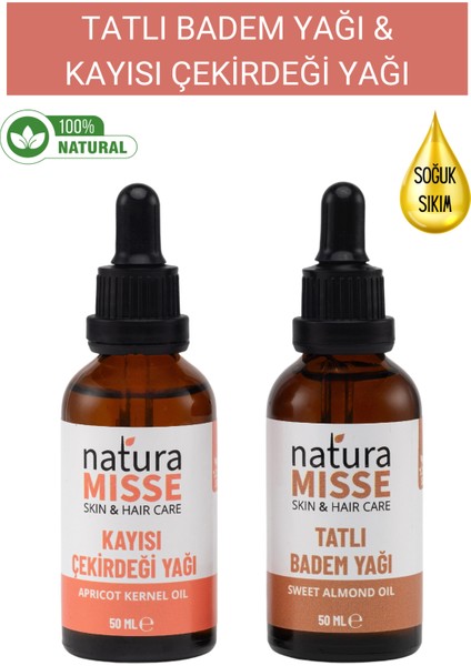 Tatlı Badem Yağı 50 ml - Kayısı Çekirdeği Yağı 50 ml (2X50ML)