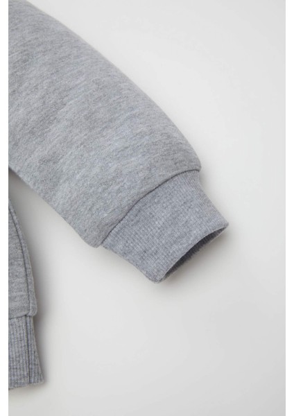 Erkek Bebek 2'li Takım Bisiklet Yaka Baskılı Sweatshirt Üst Beli Lastikli Jogger Eşofman Altı D0723A524WN fırsatları