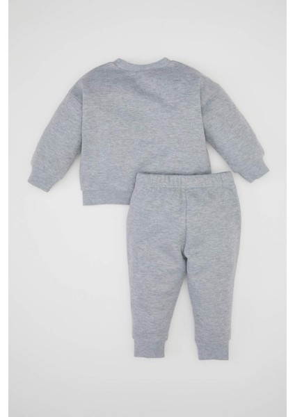 Erkek Bebek 2'li Takım Bisiklet Yaka Baskılı Sweatshirt Üst Beli Lastikli Jogger Eşofman Altı D0723A524WN indirimleri
