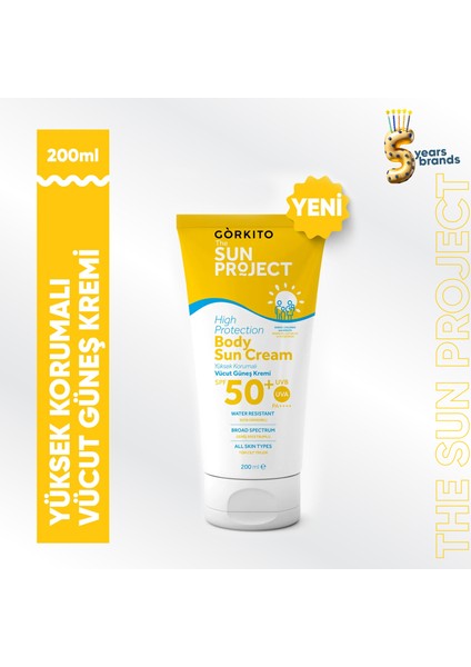 The Sun Project Yüksek Korumalı Suya Dayanıklı Aile Boyu Vücut Güneş Kremi 50+ Spf Pa++++ 200 ml