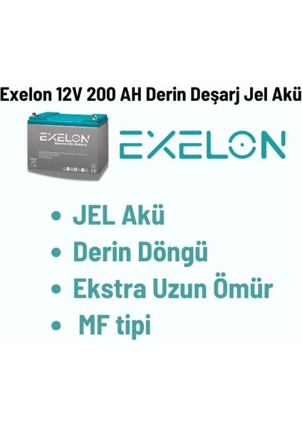 Teknovasyon Arge - Exelon 12 Volt 200 Amper Jel Akü Derin Döngü deep cycle