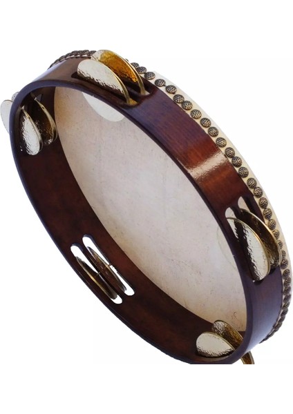 Dövme Pirinç Zilli Bendir Daire Hayvan Derili 35 Cm, Drum Bendir, Daf, Erbane Tambourine With Case