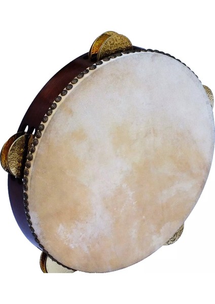 Dövme Pirinç Zilli Bendir Daire Hayvan Derili 35 Cm, Drum Bendir, Daf, Erbane Tambourine With Case