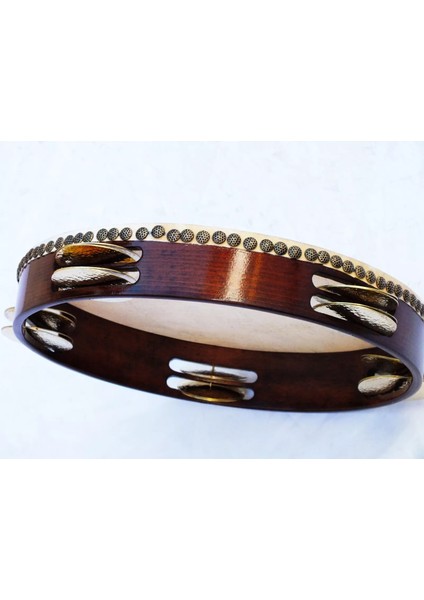 Dövme Pirinç Zilli Bendir Daire Hayvan Derili 35 Cm, Drum Bendir, Daf, Erbane Tambourine With Case