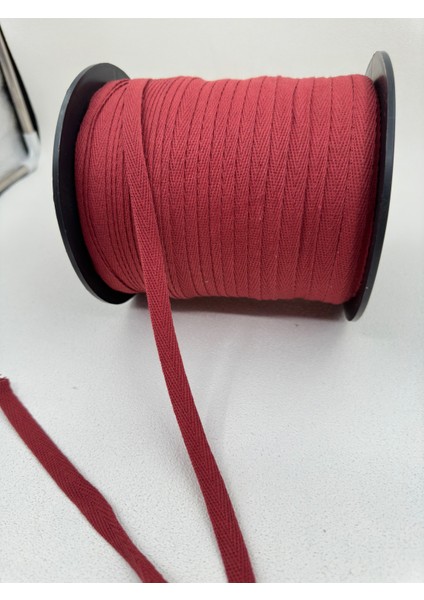 1 cm Pamuk Balıksırtı Şerit-5 Metre-Kiremit Rengi