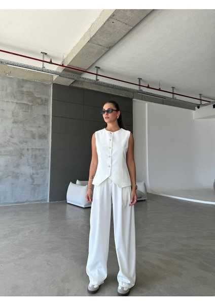 3 Lu Takım Blazer Yelek Pantalon Takım