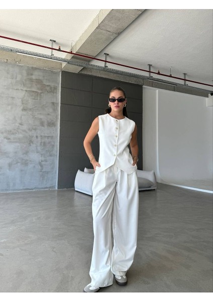 3 Lu Takım Blazer Yelek Pantalon Takım