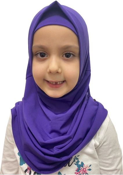 Pratik Hazır Geçmeli Çocuk Eşarbı Mor