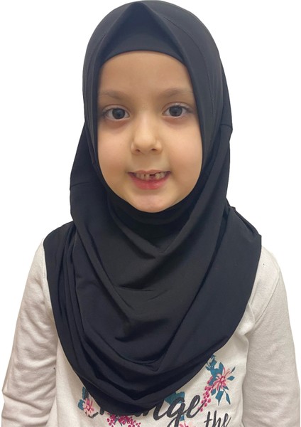 Pratik Hazır Geçmeli Çocuk Eşarbı Siyah