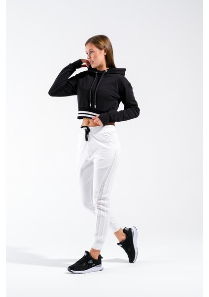 724500_Kadın Kapüşonlu Crop Sweatshirt