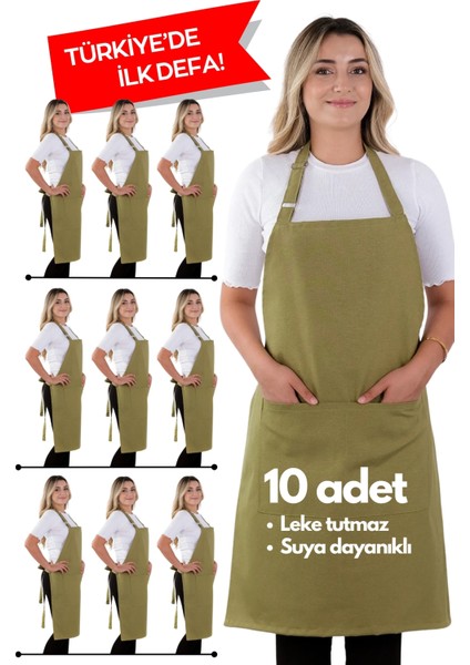 10 Adet Simple Ayarlanabilir Askılı Mutfak Önlüğü