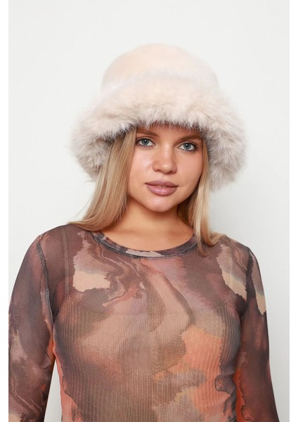 Kadın Peluş Bucket Kalpak Şapka Rkş-14 Bej indirimleri