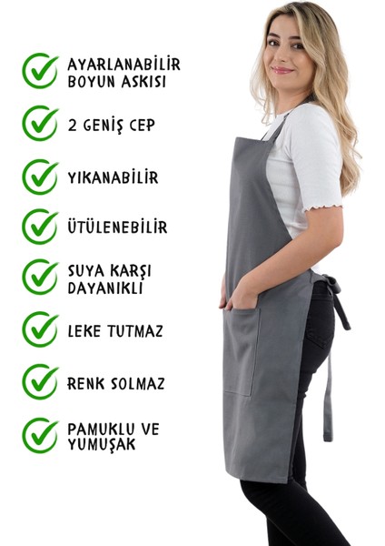10 Adet Simple Ayarlanabilir Askılı Mutfak Önlüğü